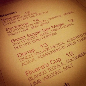 A small glimpse into the innovative cocktail menu at Rivera